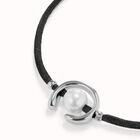Black cord bracelet with a pearl